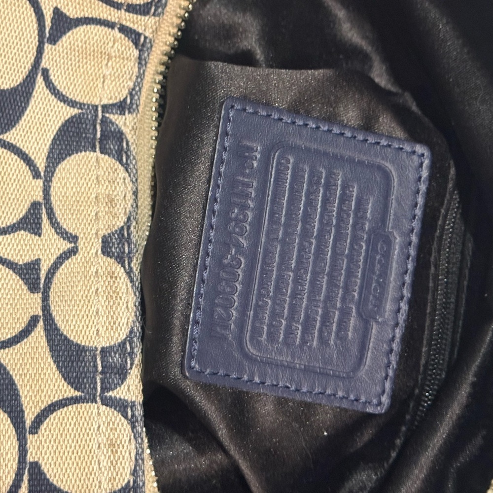 Coach Canvas Shoulder Bag in Navy and Beige - Picture 9 of 10